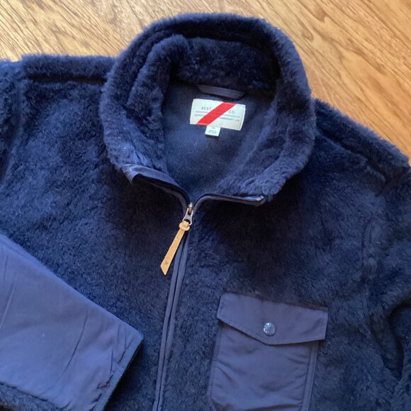 Original Best Made Co Men's Fleece Wool Sherpa Zip-Up Jacket in Navy XL OUTDOORS - Picture 5 of 7